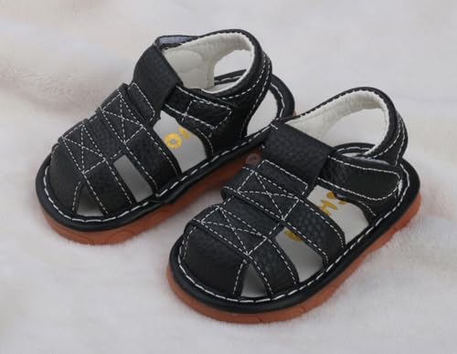 Image of Baby Boys Girls Squeaky Sandals Summer Closed-Toe Anti-Slip Premium Rubber Sole Toddler First Walkers Shoes