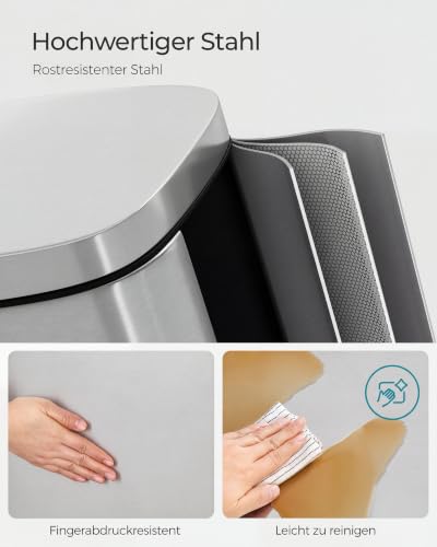 SONGMICS Mülleimer 30L aus Edelstahl, Tretmülleimer mit Deckel – Ansicht 4