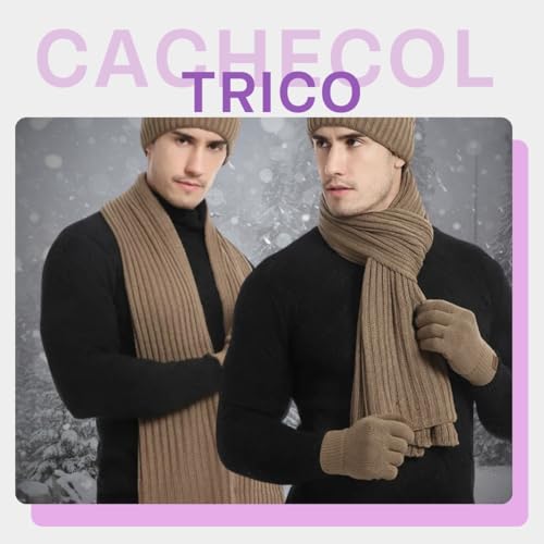 Cachecol de Lã Masculino Estilo e Proteção Contra o Frio (Bege Rolex)