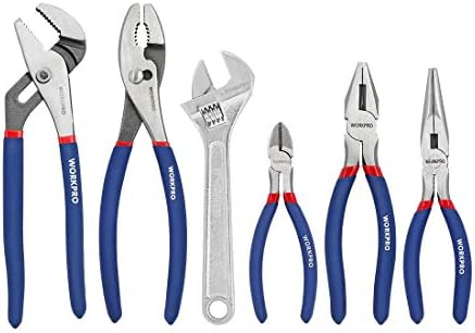 WORKPRO Large Pliers & Wrench Set 6-Piece (10 Water Pump Pliers. 10 Slip Joint Pliers. 8 Long ...