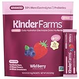 KinderFarms Kids Advanced Electrolyte Powder – Drink Mix Packets (Wild Berry, 16 Count), No Artificial Dyes, Sweeteners or Flavors - Vegan, Non-GMO, Gluten-Free, FSA-HSA