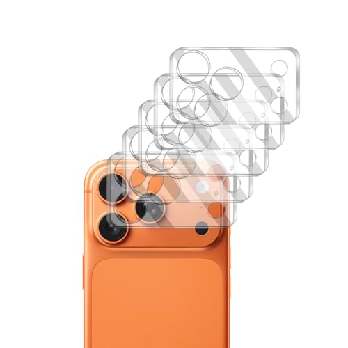 5 Pack Camera Lens Protector for iPhone 17 Pro, Tempered Glass, Ultra HD, 9H Hardness, Anti-Scratch, Case Friendly, Easy to Install [No Affect on Night Shots]