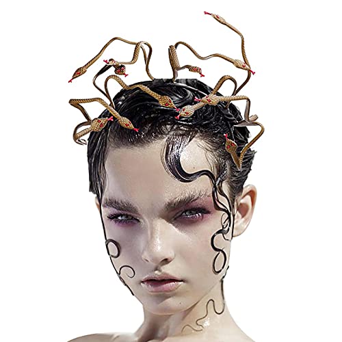 chenqian Medusa Bandeau Serpent pour Halloween Cosplay Costume Accessoire De Fête Jeu Rôle Décor Chapeau Festival Les Femmes Filles Carnaval Mascarade, 9.06*9.06 pouces Cover