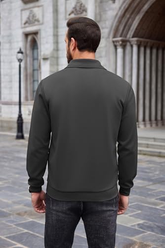 COOFANDY Mens Quarter Zip Pullover Mock Neck Sweatshirt Long Sleeve Sweater Polo Half Zip Pullover with Pocket3