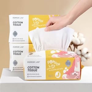 POMPOM LIFE Gesichtshandtücher, fusselfreie Abschminktücher, Baby-Pflegetücher, große weiche 300 Stück, unverzichtbar für Hautpflege, zu Hause und auf Reisen