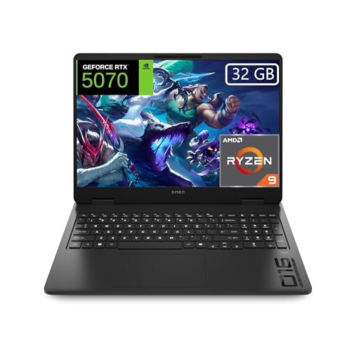 HP OMEN 16-ap0032ns - Ordenador portátil Gaming 16" 2K (AMD Ryzen 9-8940HX, 32GB RAM, 1TB SSD, NVIDIA GeForce RTX 5070, FreeDos) Negro - Teclado QWERTY Español