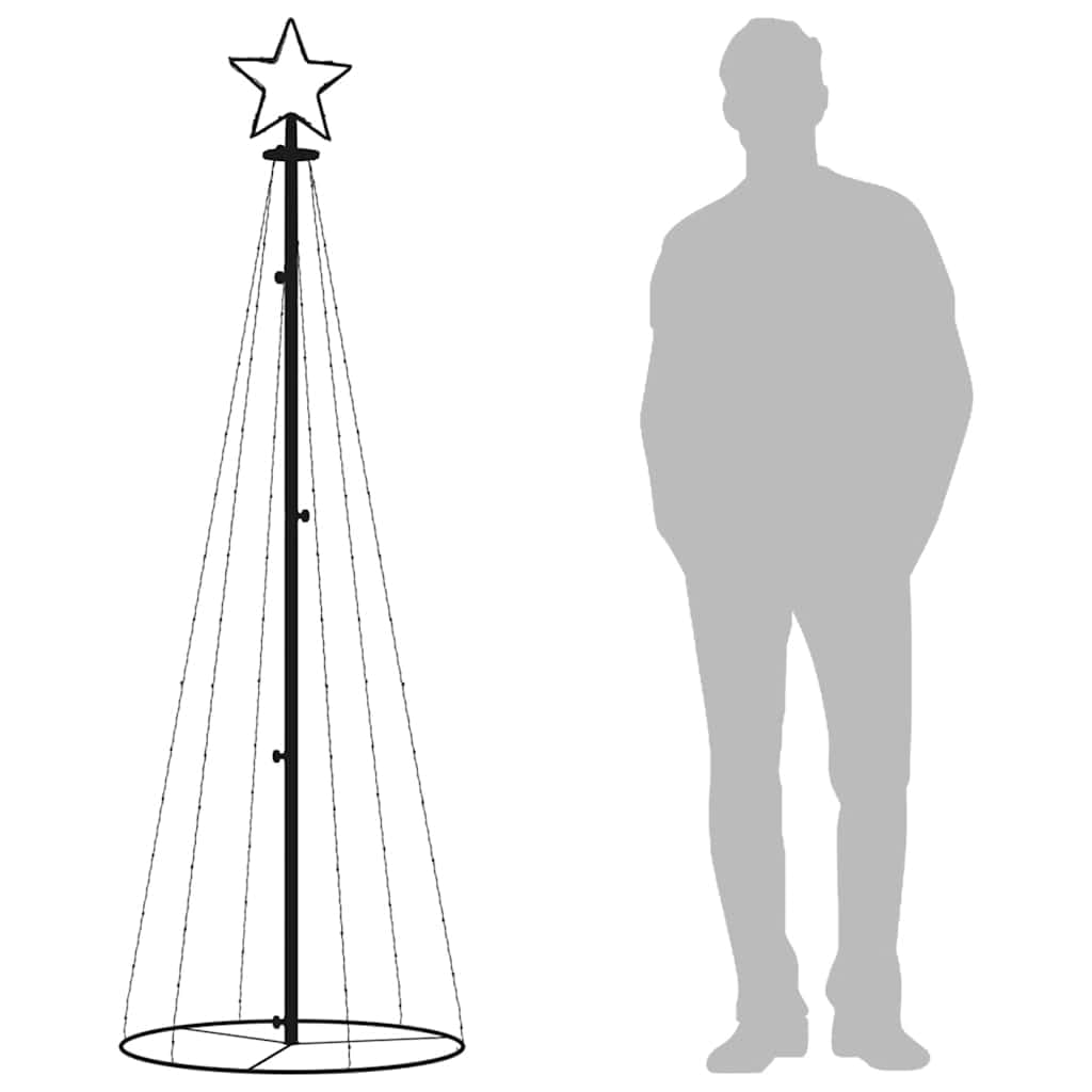 vidaXL Árbol de Navidad Cónico 108 LED Iluminación Navideña Festival Adorno Decoración Jardín Patio Exteiror Interior Blanco Cálido 70x180 cm