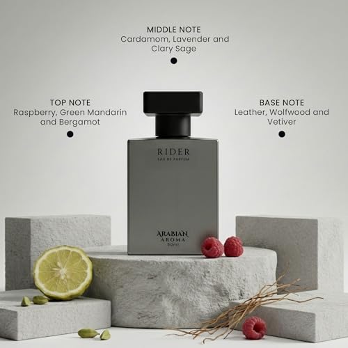 Image of Arabian Aroma Rider Eau de Parfum, Fresh Bergamot, Leather & Vetiver Long Lasting Modern Perfume, 50ml