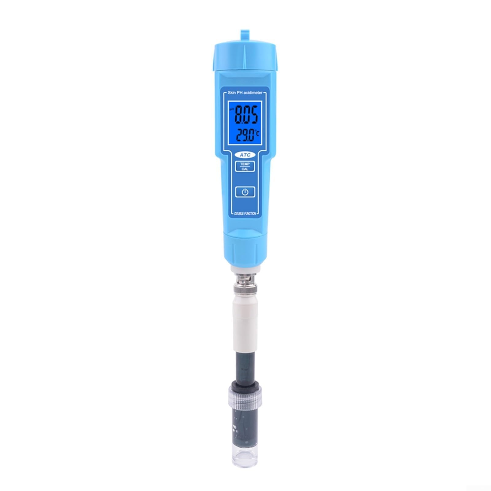 Eawfgtuw Medidor digital de pH del suelo y bolígrafo termómetro, probador de calidad del agua impermeable IP67 para alimentos, carne, frutas, laboratorio, acuario con compensación automática, azul