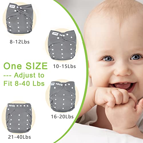 image for WARMTOBABY 6 Pack with 8 Inserts Baby Cloth Diapers Washable Covers Re