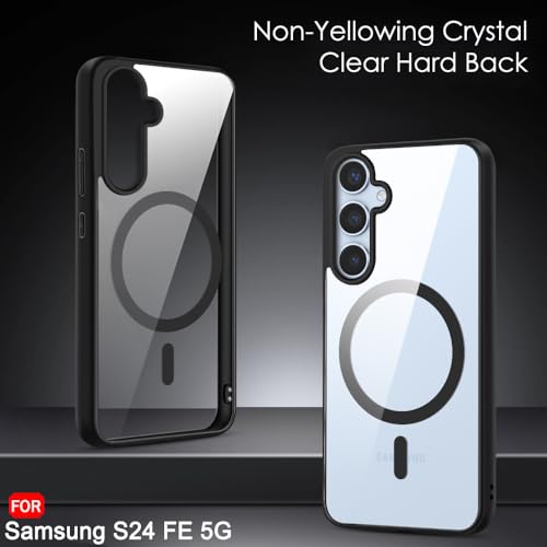 Image of TheGiftKart Hybrid Back Cover Case for Samsung Galaxy S24 FE 5G Compatible with MagSafe | Shockproof Design | Hard Transparent Back Cover Case for Samsung Galaxy S24 FE 5G (PC & TPU, Black Sides)
