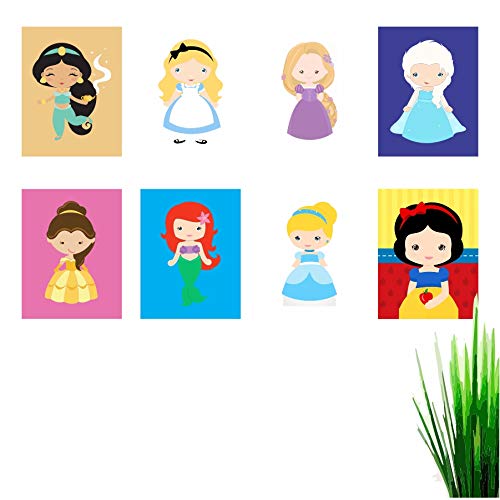 8 Quadros Decorativo Princesas da Disney 30x22cm