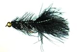 Gold Bead Flash A Bugger Fly Fishing Flies for Trout (Black, 8)
