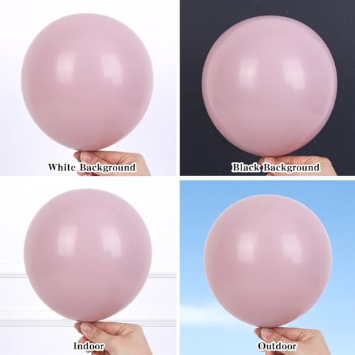 Image of RUBFAC Dusty Pink Balloons 129pcs Different Sizes Pack of 18 12 10 5 Inch, Latex Boho Blush Pink Balloon Garland Arch Kit for Baby Shower Engagement Bachelorette Wedding Birthday Party Decorations