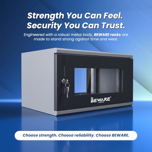 Image of BEWARE 4U Wall Mount CCTV Rack Cabinet | 19 Inch Iron Network Rack for DVR, NVR, Router & Switch | Lockable Door | Ventilated Rack Enclosure