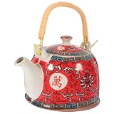 UTHCLO Tetera de Cerámica Roja con Asa Estilo Chino Vintage para Uso Comercial Capacidad Grande Diseño Práctico y Conveniente para Restaurante