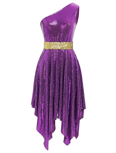 Robe tunique de danse liturgique et asymétrique à paillettes adulte
