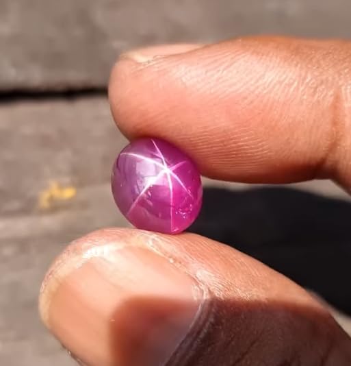Image of Unique Star Ruby Gemstone Original Certified स्टार रूबी स्टोन 7.25 Carat Ruby Stone 8 Ratti Manik Ratan Manikya Rashi Stone Suryakant Mani Madik Madikya Yakut Yaqoot सूर्यकांत मणि स्टोन