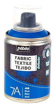 PEBEO Fabric Paint Spray for Textiles 7A Spray - Natural and synthetic fabrics - Water-based - Solvent-free - Permanent Fabric Dye Machine-Washable - Spray Paint for textile design - Blue,100ml