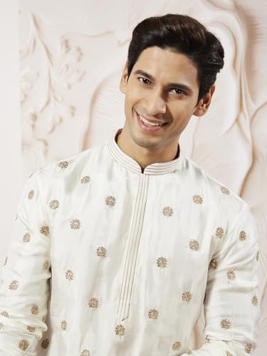 Kurta en soie blanc VASTRAMAY : tenue chic pour fêtes et mariages XL