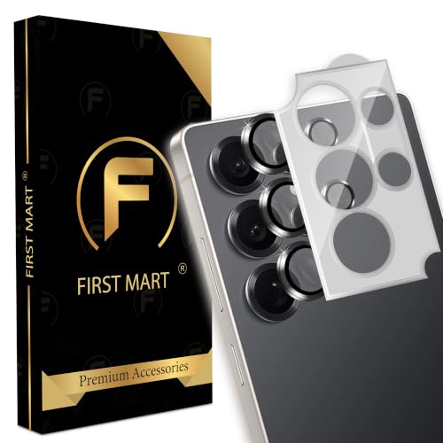 Image of FIRST MART Camera Lens Protector for Samsung Galaxy S25 Ultra | Black AR+AF Camera Rings with Auto-Align Frame, 9H Tempered Glass, Scratch Resistant, Case-Friendly | Pack of 1