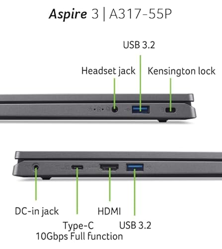 Acer Aspire 3 A317 55P C8DB Ordinateur Portable 17.3" Full HD IPS PC Portable Intel Processeur Celeron N100 Ram 4 Go SSD Intel UHD Graphics Windows 11 Famille Clavier AZERTY - vue 5