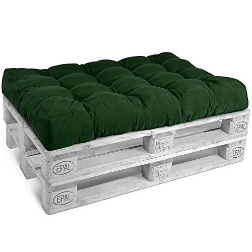 Beautissu Coussin Assise Euro Palette 120x80x15 cm – 1x Coussin Matelas Palette Vert Coussin Lounge Extérieur & Intérieur pour Canape Salon Jardin Coussin...