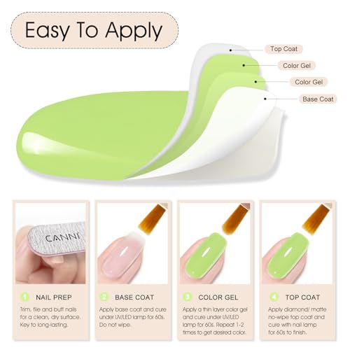 Image of CANNI 9ml Light Yellow Green Gel Nail Polish High Gloss UV LED Soak Off Gel