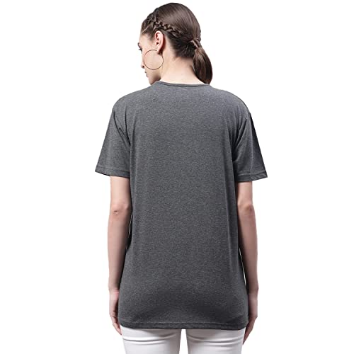 Image of Mack Jonney Women Round Neck Cotton Solid Regular Fit T-Shirt-T Anthraa 001-P