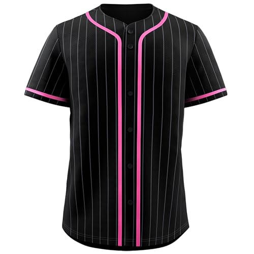 KXK Pinstripe Baseball Jersey for Men Women,Blank Button Down Bas...