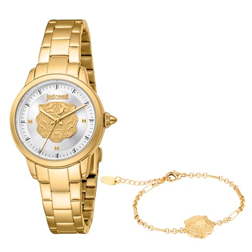 Just Cavalli Reloj analógico de Cuarzo para Mujer con Correa de Acero Inoxidable JC1L334M0055, Gris Plateado., Moda