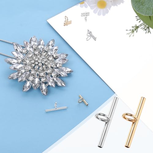 Image of 6PCS Brooch to Pendant Converters, Pin Necklace Adapters Brass Pin to Necklace Converter Pendant Converter Gold /Silver Brooch Converters for Changing Brooches Pins to Pendant (8 mm, 13 mm, 20 mm)