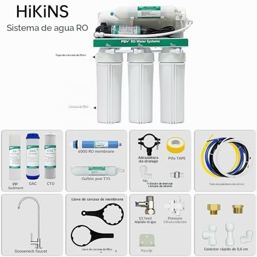 Sistema de ósmosis inversa, sistema de filtración de agua 600 GPD RO debajo del fregadero, sistema de ósmosis inversa de 5 niveles 600 GPD con bomba, sistema de filtro de agua RO Dring ultra seguro