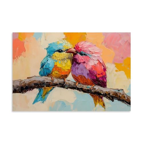 Love Bird Animal-Themed Wall Art Canvas Poster Romantic Home Decor