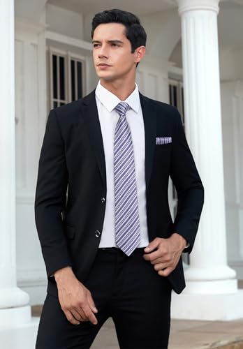 Image of HISDERN Mens Tie Set Classic Woven Ties and Pocket Square Cufflinks Set Formal Business Wedding Neckties Handkerchief