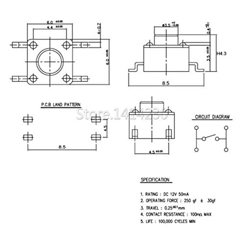 Micro interrupteur 6x6x11mm SMT bouton poussoir tact switch - 2