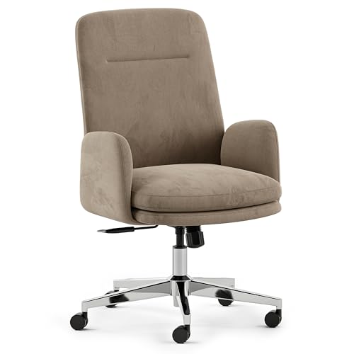Image of Branch Softside Mid Century Modern Office Chair | Removable Arms with Luxury Cloud-Like Comfort, Adjustable Height, Integrated Lumbar Support, Velvet Fabric, Taupe