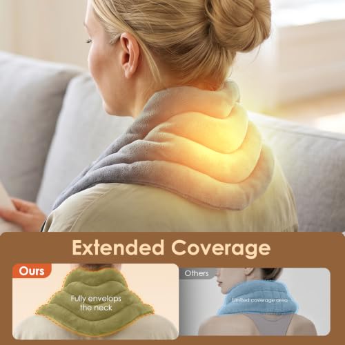 Image of Microwavable Heat Pad for Neck and Shoulders, Warm Compress Wrap, Grey | Moist Heat Pads for Neck, Shoulder, Back, Knee, Period Cramps, Reusable & Portable