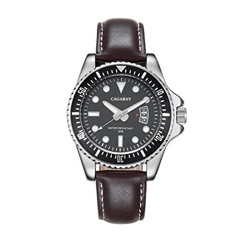 Montre quartz homme étanche LULI l'expression d'un style unique en cuir couleur café
