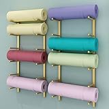 amhricho Yoga Mat Storage Rack, Wall Mounted Yoga Mat Holder, Large Capacity Storage Shelf, Multi-layer Storage, Home Hanging Storage Racks, Suitable for Home, Yoga Studio, Gym, School(Gold,5-Tier)