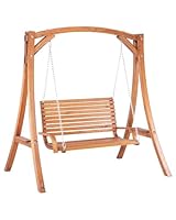 Trendy Gartenschaukel mit Gestell Akazienholz Dunkelbraun für 2 Personen Novara
