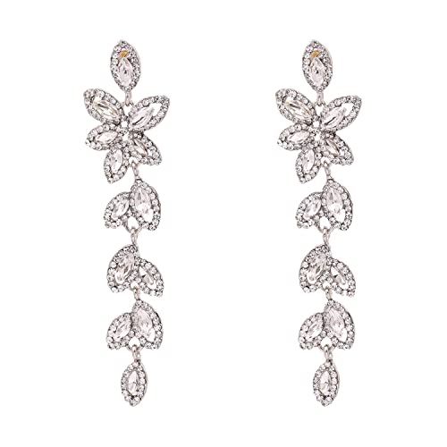 Boucles d'oreilles longues en cristal, le cadeau parfait pour les mariées