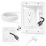 Naerza in Wall Cable Management Kit with Recessed Tv Outlet Box-Two-Hole Socket, 9ft Cord,Tv Cable Hider Wall Kit Hider Box Fits All Plugs, Easy, Safe Cable Management