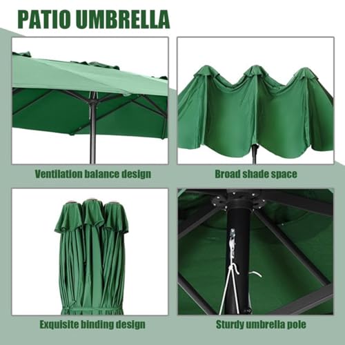 Image of 15ft Large Outdoor Umbrella Double-Sided Patio Umbrella with 65 Kgs Movable Stand, Crank Handle, 12 Ribs Rectangular Garden Umbrella for Patio Graden, Poolside, Terrace, Cafe and Hotels