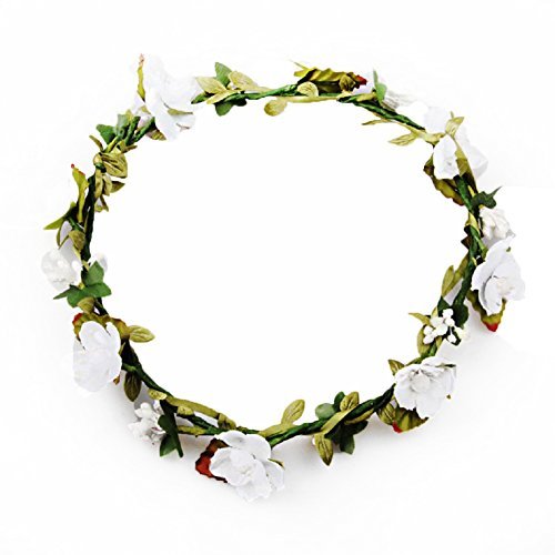 Dreamlily Women's Flower Festival Wedding Hair Wreath BOHO Floral Headband BC09(White)