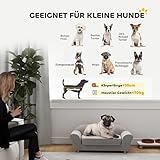PawHut Hundesofa für kleine Hunde, Hundebett mit abnehmbarem und waschbarem Kissen, Haustiersofa mit Nietendekoration, 10 kg, Grau