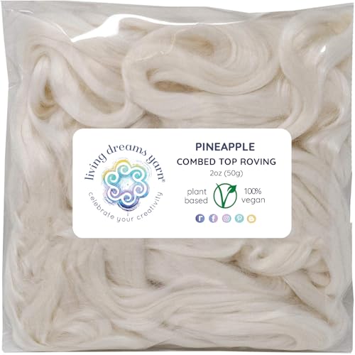 Pineapple Fiber for Spinning, Blending, Felting & Dyeing. Rare Vegan Combed Top. Lustrous Natural White