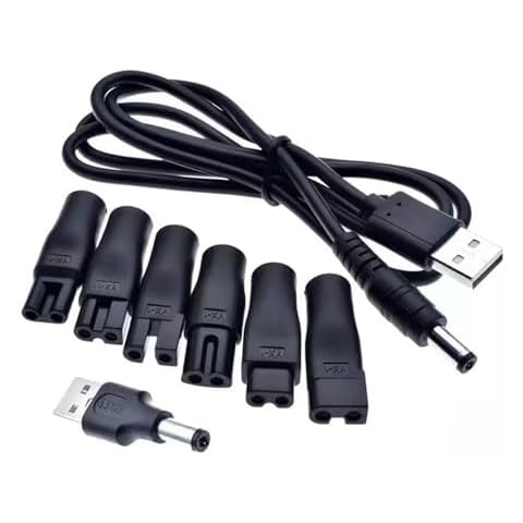 BODYA Universal USB Adapter Charger Cable Charging Cable DC Converter Power Cord for Electric Shaver Hair Clipper DC 5.5 * 2.1mm Black Cover