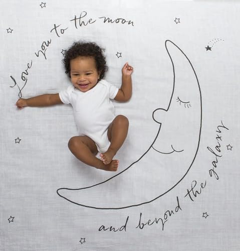 Image of Amazing Baby Muslin Swaddle Blanket for Baby Boy & Girl, Receiving Blanket for Newborn, 100% Cotton Swaddle Wrap, Baby Registry & Gift, XLarge 46 x 46 inches, Milestone Blanket, Love You to The Moon