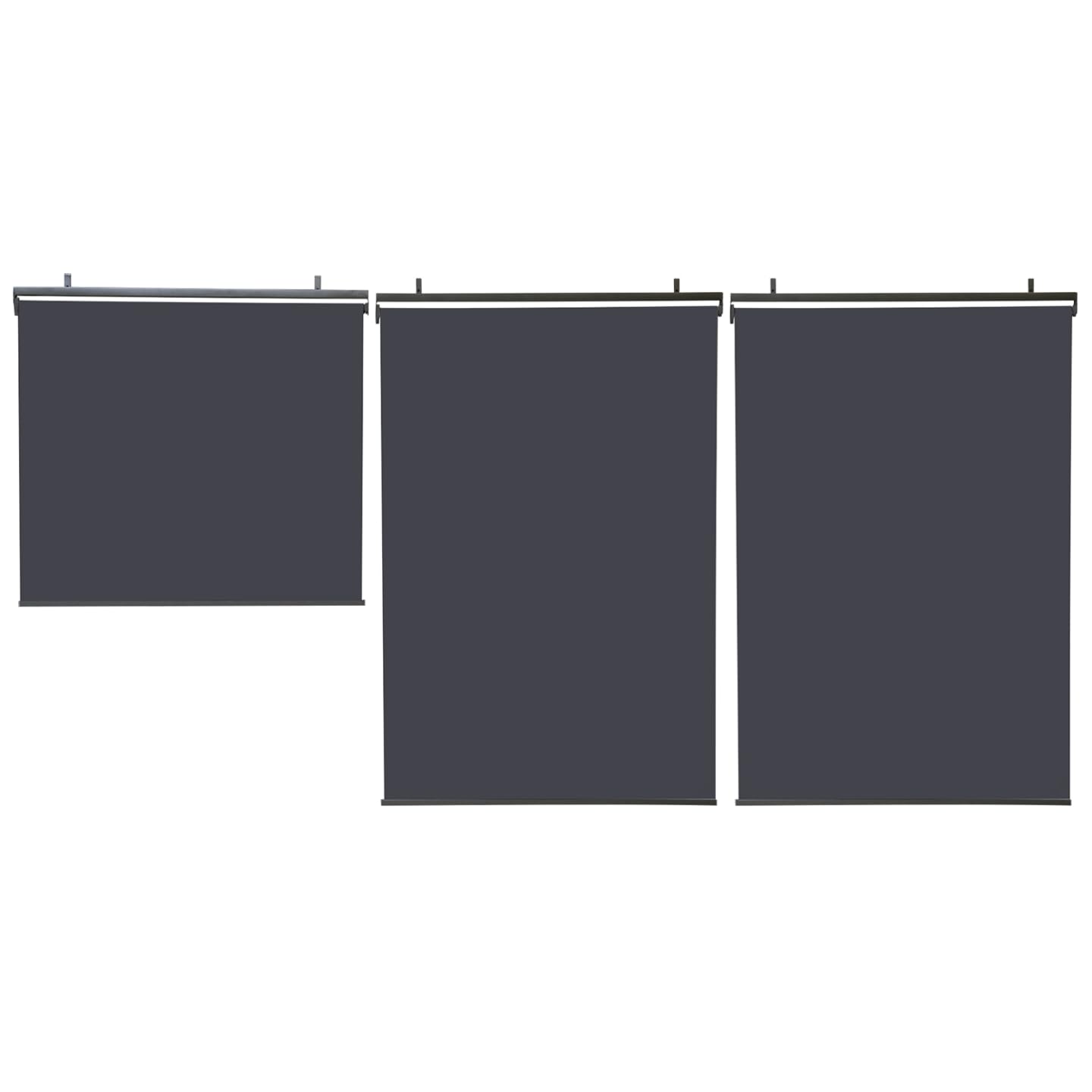 IDMarket - Lot de 3 Stores enrouleurs L.124 x H. 225 CM pour pergola Gris Anthracite